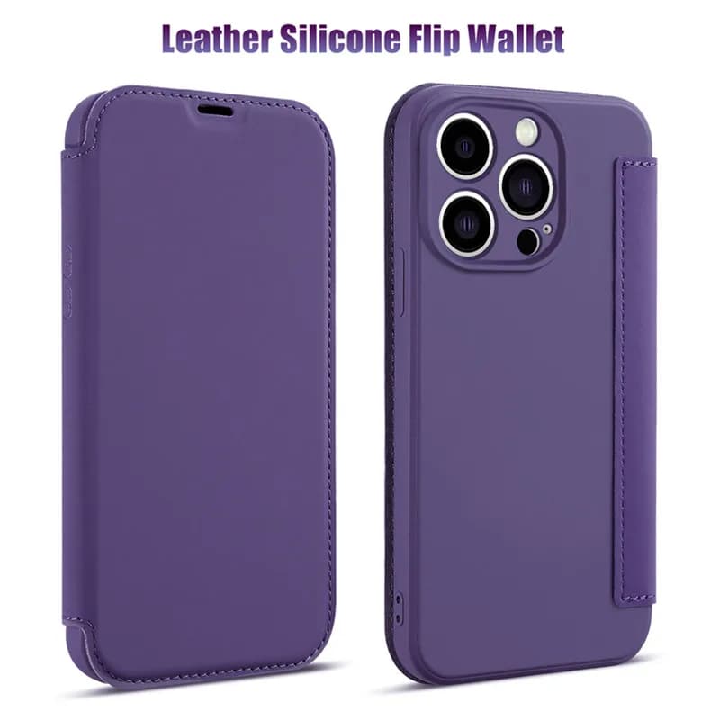 Luxury Leather Original Liquid Silicone Flip Wallet Card Case For iPhone 16 15 14 11 12 13 Pro Max XS X XR 8 7 Plus Soft Cover
