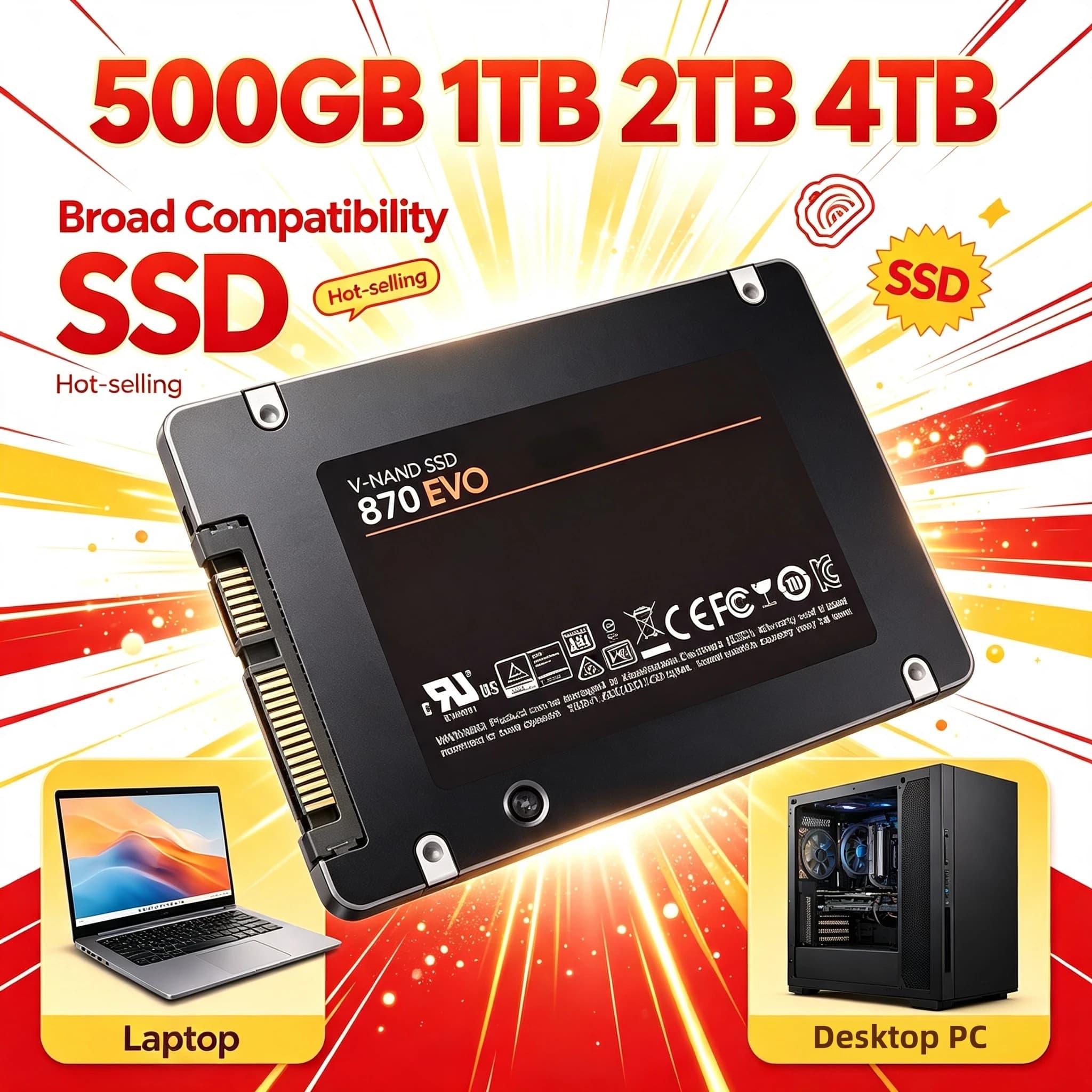 Original 500GB SATA3 25 Inch Internal SSD High Speed Solid State Disk 870-EVO for Desktop Microcomputer Laptop Pro Use