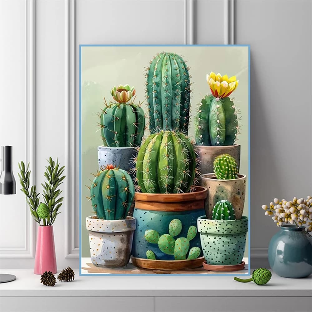 Cactus Diamond Mosaic Flower Acrylic Craft Supplies Diamond Painting Potted Plant DIY Embroidery Vase Handmade Hobby
