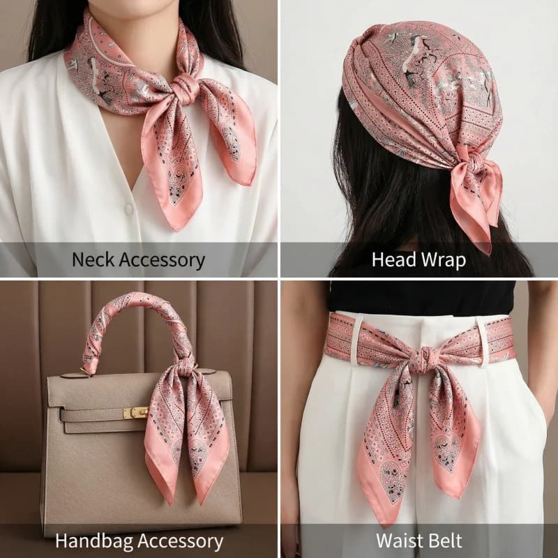 Sciarpa quadrata con scialle di seta 100% Mulberr per donna Involucri di moda in raso Fazzoletto da collo Fasce per capelli femminili Fascia per capelli Bandana 53X53CM