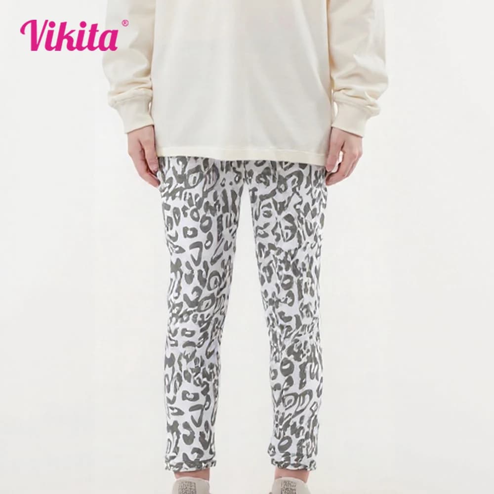 VIKITA Pantaloni da ragazza con stampa leopardata Pantaloni da indossare sul fondo per bambini Leggings per bambini Pantaloni skinny grigi alla moda Pantaloni a matita Leggings carini