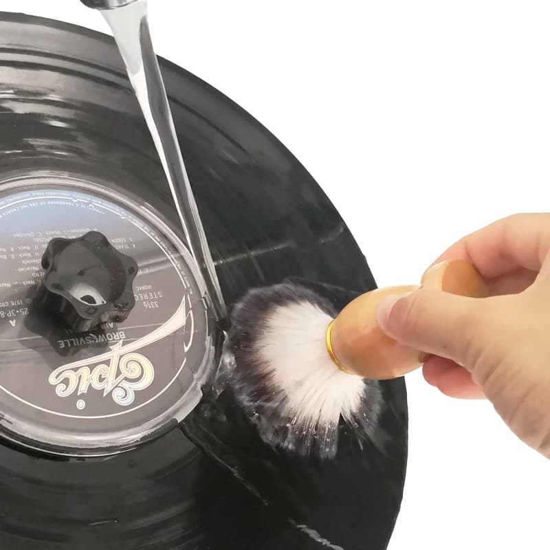 Spazzola per la pulizia dell'acqua in legno per dischi in vinile Detergente per supporto LP Spazzola antistatica antipolvere per strumento di pulizia del giradischi del lettore LP