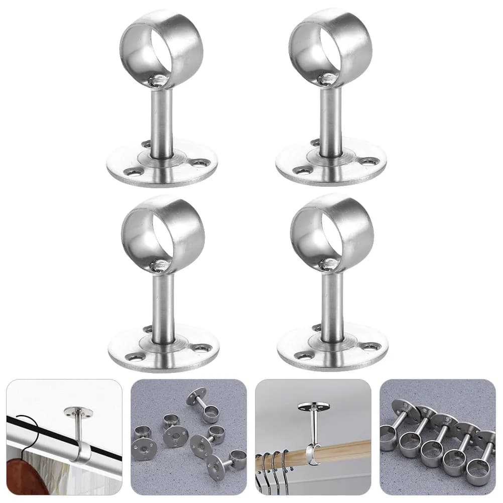 Set di 4 Supporti Premium in Acciaio Inox per Asta Appendiabiti, Montaggio a Parete per Armadi, Guardaroba, Doccia e Appendiabiti