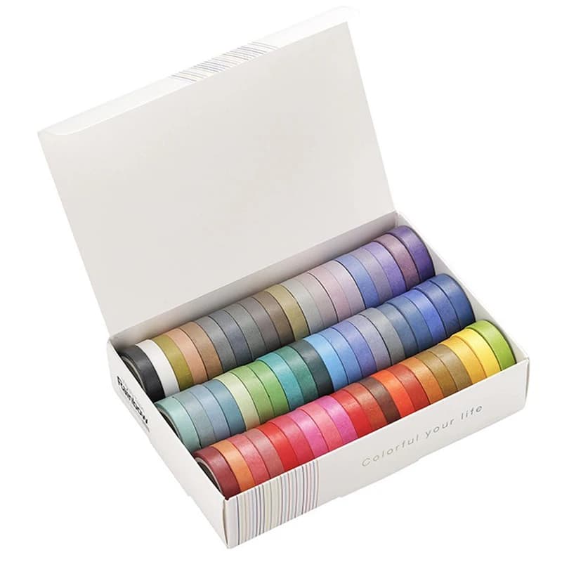 60 rotoli di nastro adesivo Washi colorato arcobaleno Set nastri per mascheratura skinny da 8 mm per la decorazione del taccuino del diario di Scrapbooking