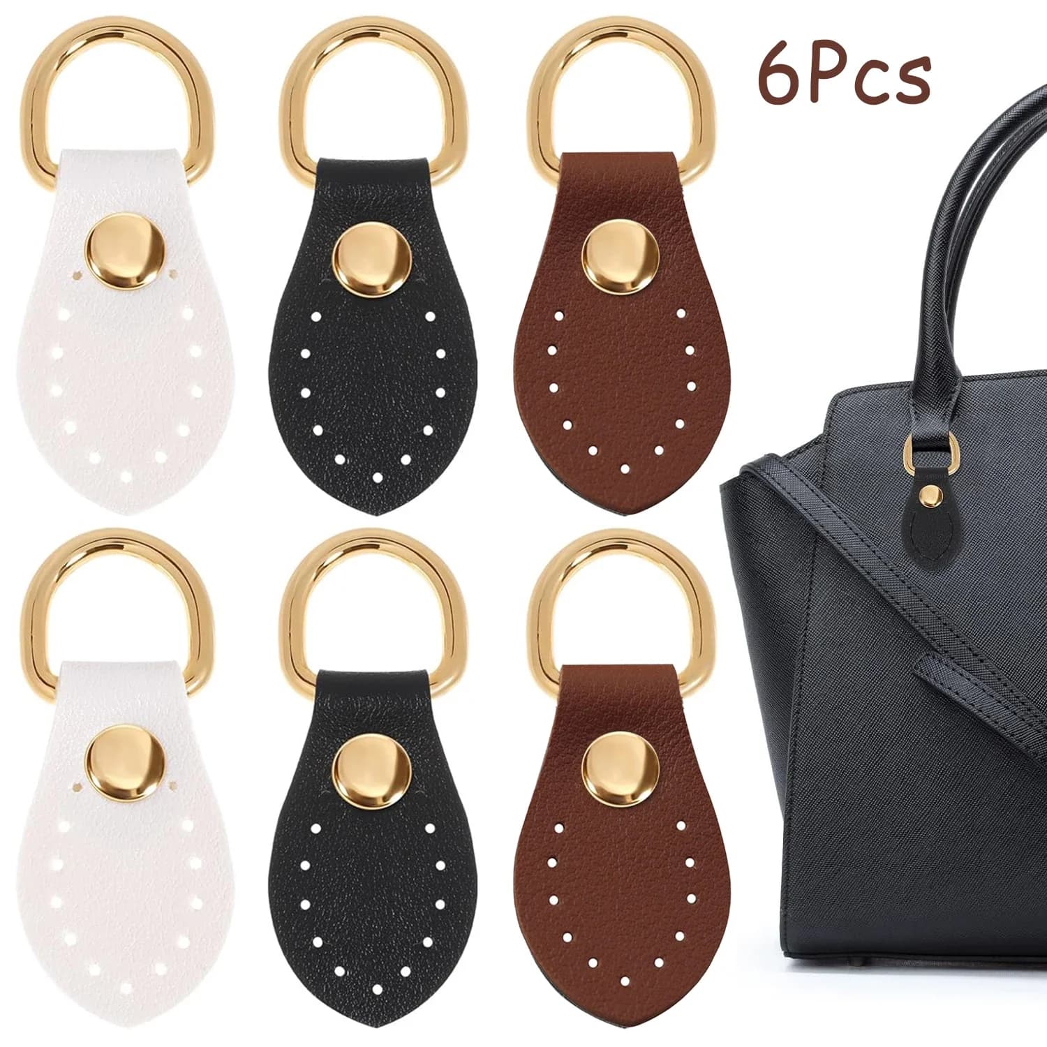 6 Piece Strap Mounting Hook for Sewing Bag on Leather Buckle Clip for Side D Ring Replacement Closure for DIY Shoulder Bag