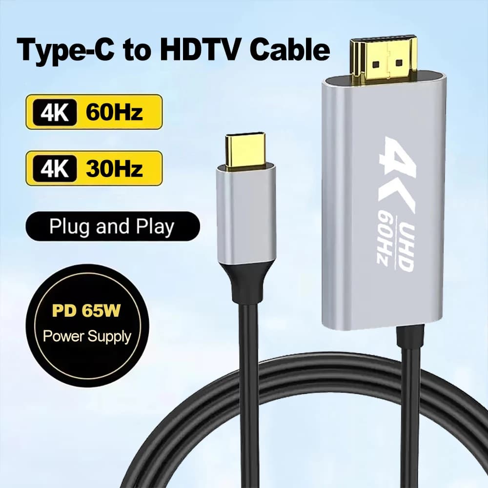 USB-C compatible converter connector to HDMI 4K HD with 65 W PD power port Support 4K 60Hz/4K 30Hz for PC TV MacBook Pro