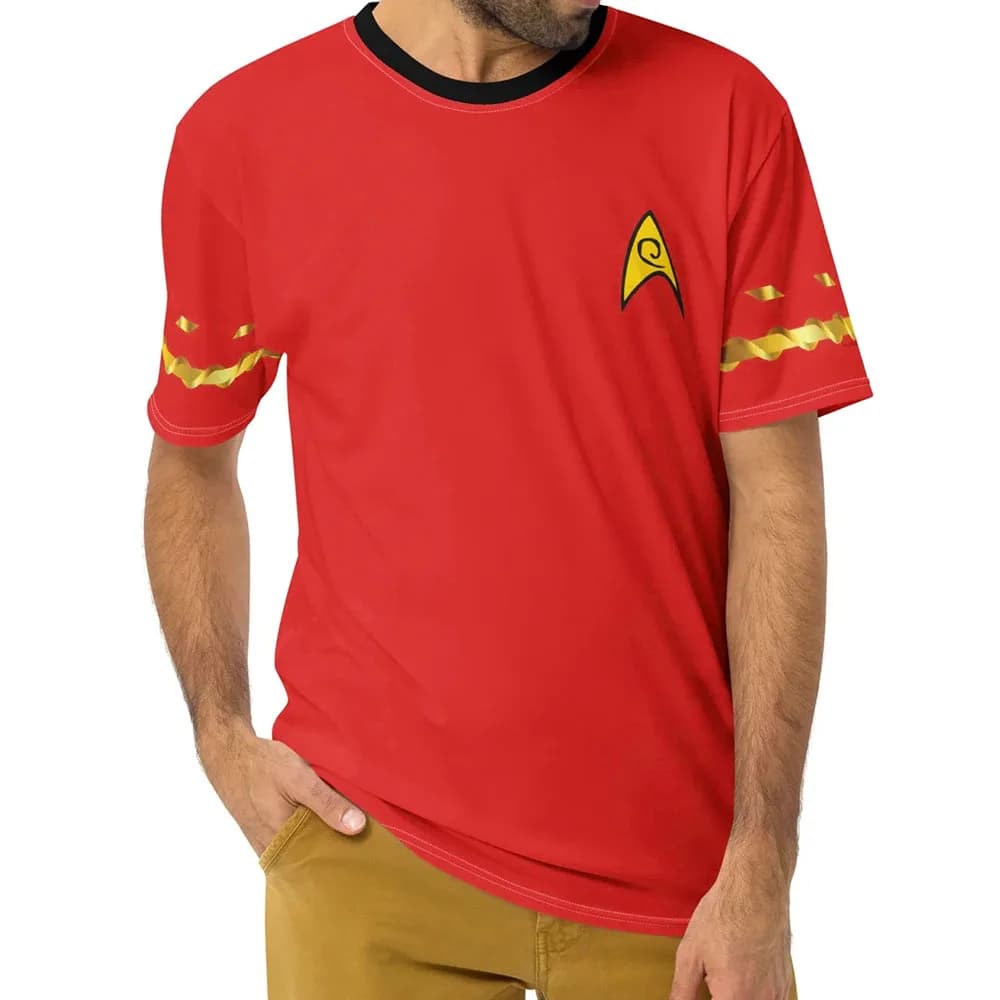 T-shirt Cosplay Uniforme Ingegneristica di Star Trek, Maglietta a Maniche Corte con Collo Tondo, Abbigliamento Unisex con Stampa 3D
