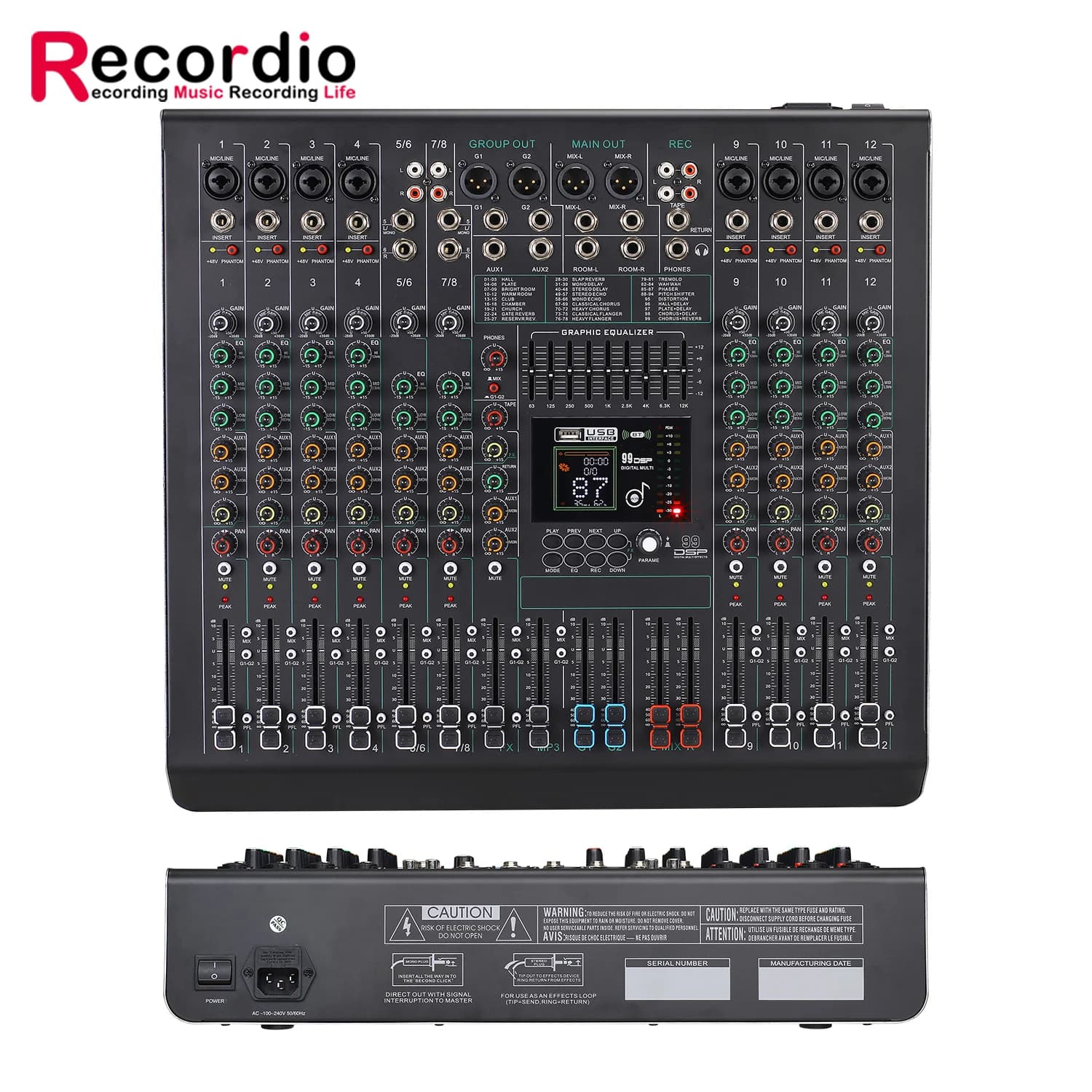 GAX-FC12 Pro Blender Mixer Audio Sound Cards Audio Mixer Recording Studio Headphone Monitor DJ System