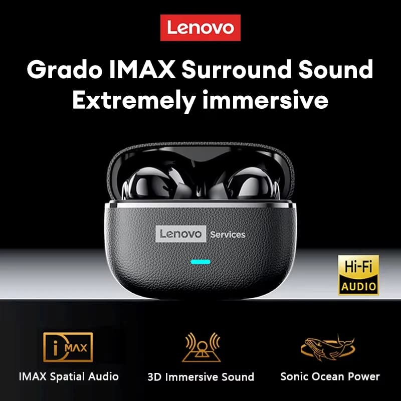 Lenovo LE208 TWS Auricolari wireless in pelle Bluetooth 6.0 Cuffie stereo ENC con cancellazione del rumore Cuffie da gioco a bassa latenza da 38 ms
