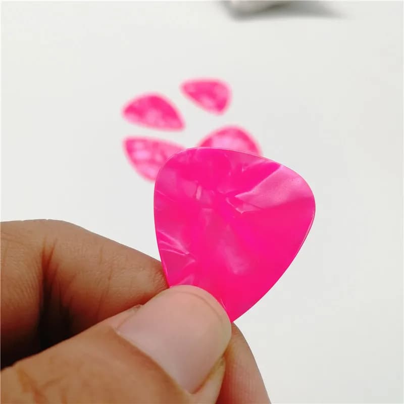 Plettri per chitarra rosa perla con stampa senza logo, celluloide vuoto, misuratore di spessore assortito, 0,46 mm, 0,71 mm, 0,96 mm, 200 pezzi / lotto