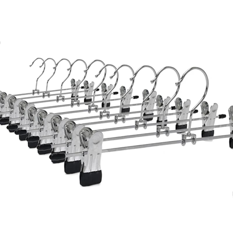Anti-Slip Metal Trousers Clips Hangers Heavy Duty Pant Hanger with Clips for Jeans Skirts Wardrobe Clothes Organizer Black TMZ