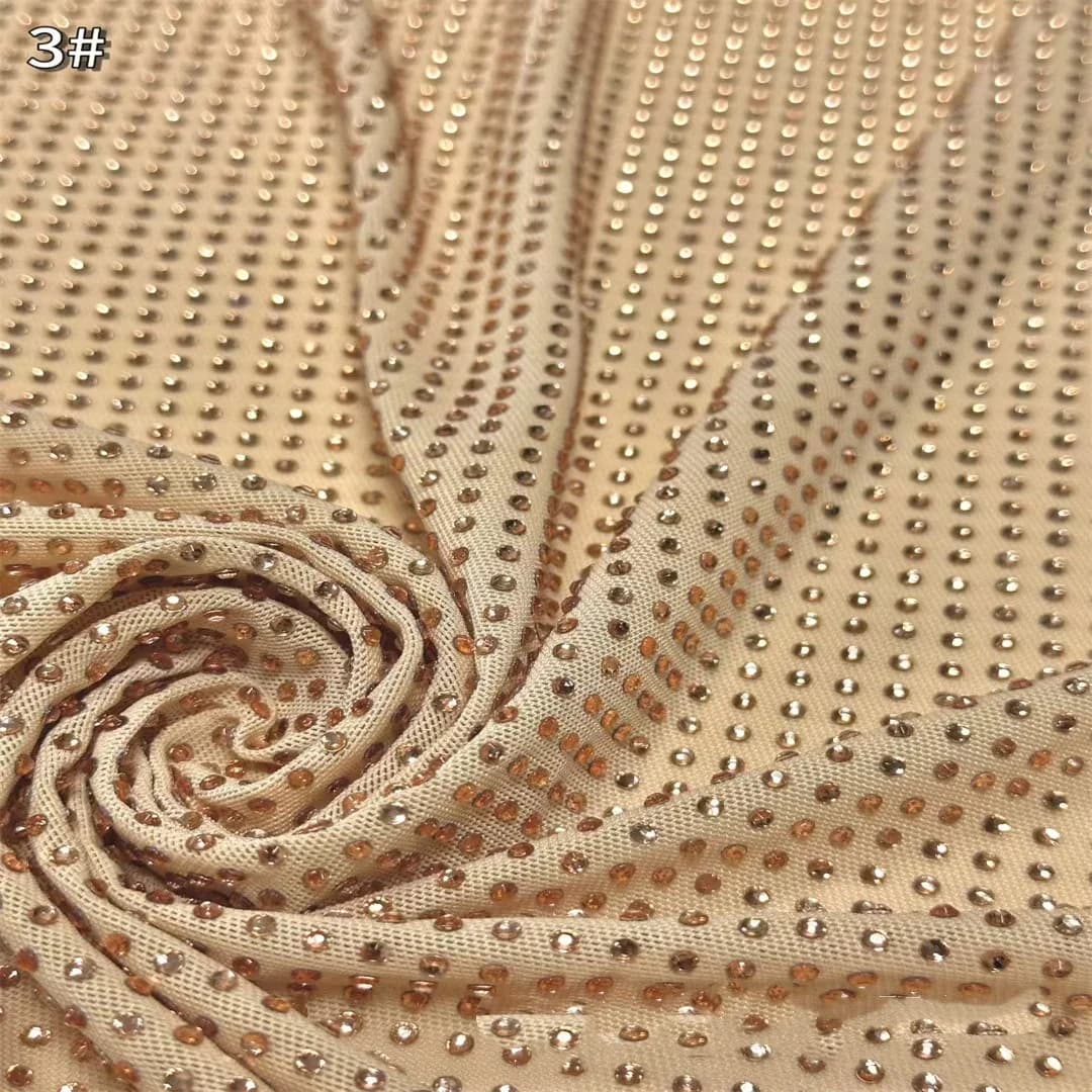 Tessuto Elastico Ricamato con Strass Colorati e Perline, Materiale per Abiti da Sera Africani, Pizzo Elastico Fai-da-Te