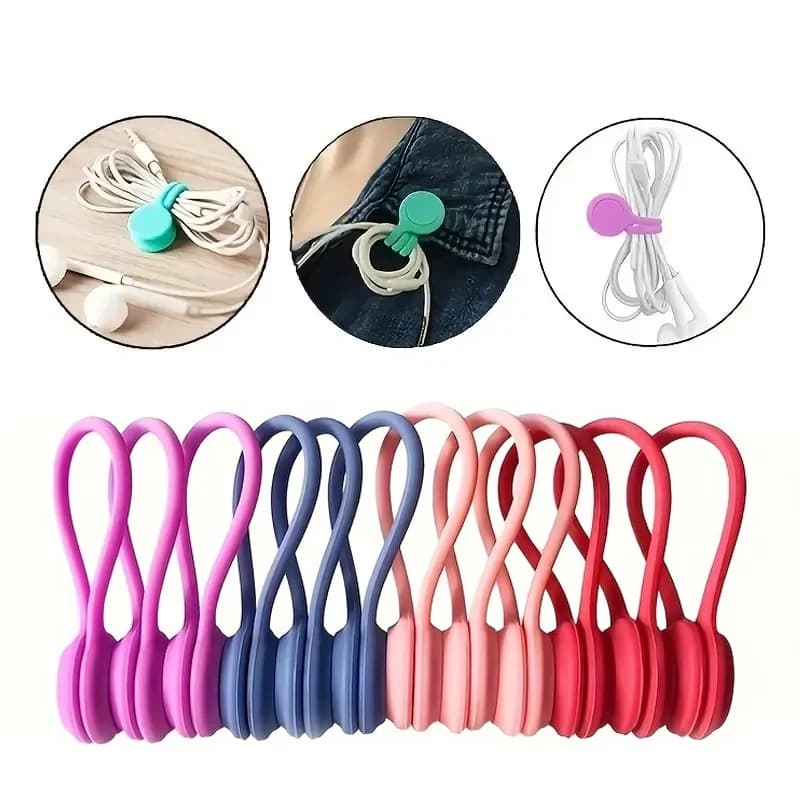 Organizzatore Cavi, Clip per Cuffie, Gestione Cavi di Ricarica, Organizzatore in Silicone Riutilizzabile, Supporto per Cavi, Avvolgicavo, Cinghia