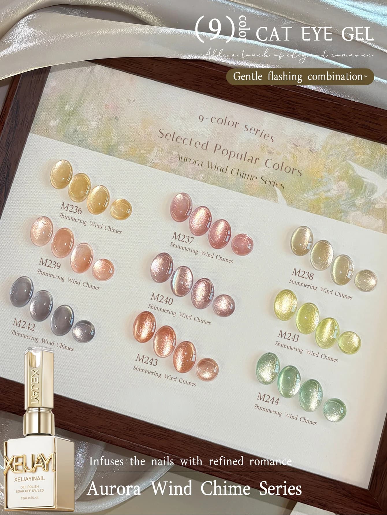 Set di 9 Smalti Gel Effetto Occhio di Gatto, Smalto Semipermanente UV, Set per Manicure, Rimovibile con UV/LED