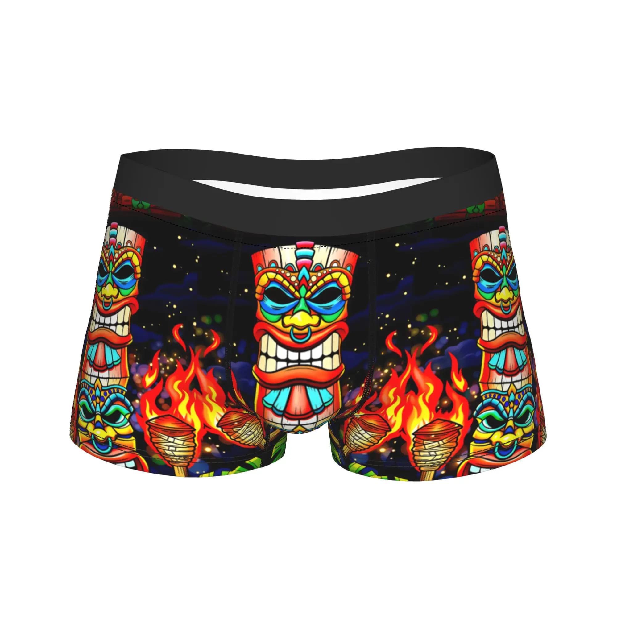 Double Tiki Totem With Torches Hawaiian Tribal Art Underwear Men's Underpants Pattern Comfortable Trunk Trenky Shorts Briefs