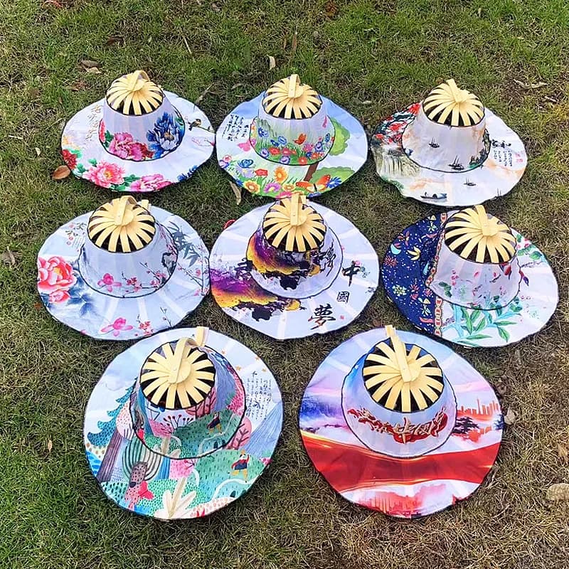 Foldable Bamboo Fan Hat Summer Sunshade Anti-squat Caps Fashion Multi-functional Travel Wide Brim Fan Sun Hats