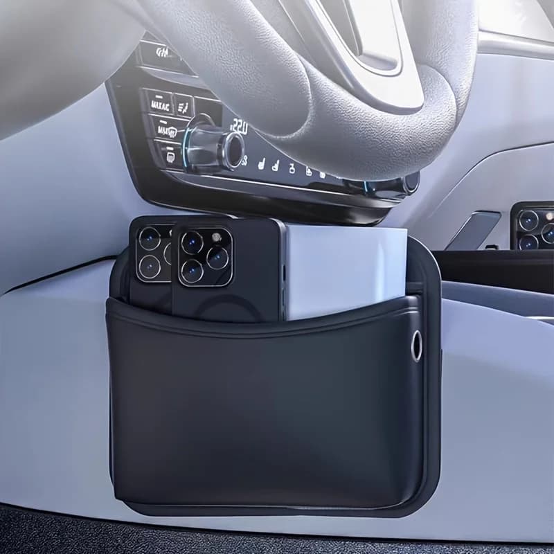 Borsa portaoggetti per auto con adesivo, organizer multifunzionale per riporre oggetti, porta telefono, laterale