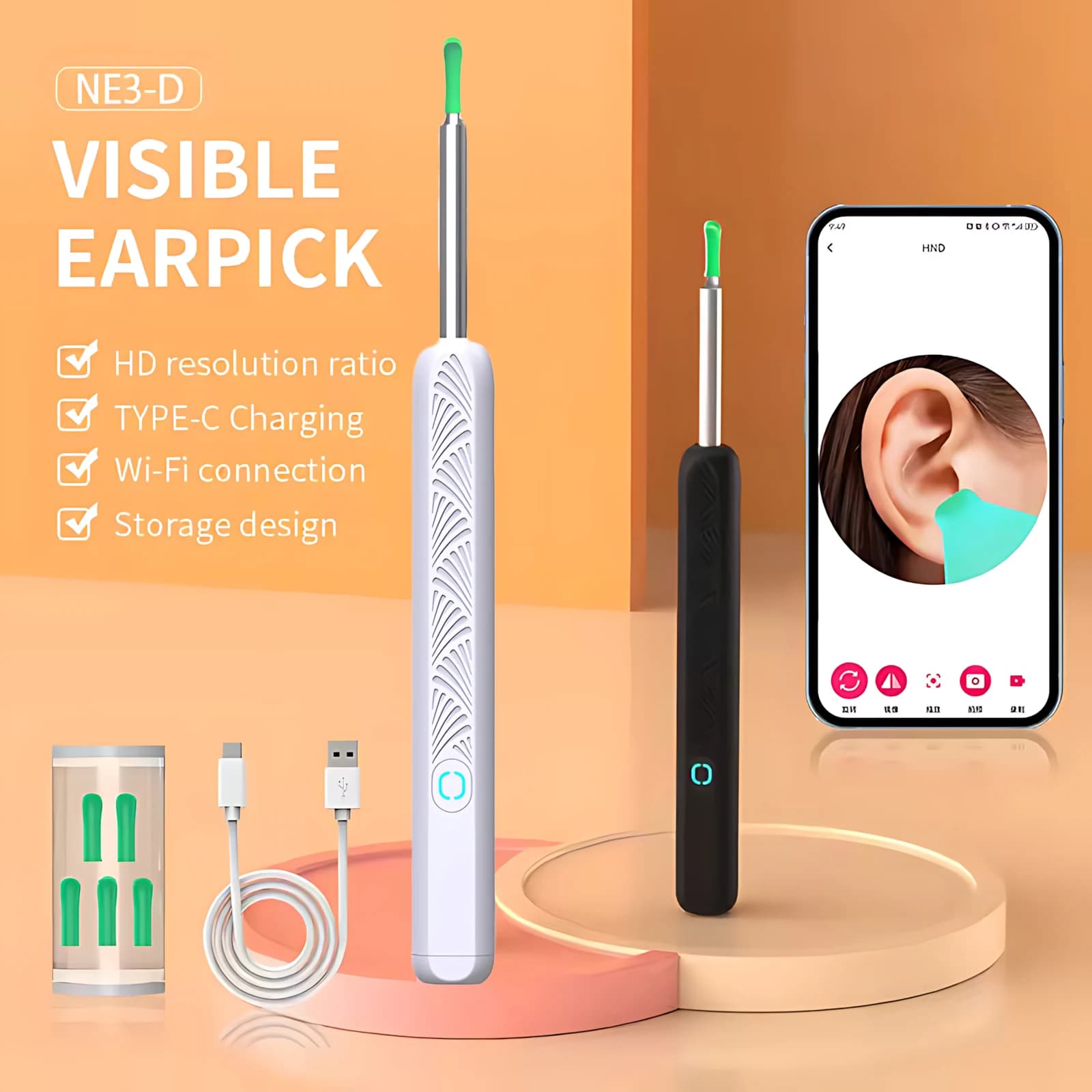 Visual Wireless Ear Pick Camera Ear Wax Removal Tool Picker Ear Cleaner Wax Removal Earwax Cleaning Endoscope Kit Spoon Earpick
