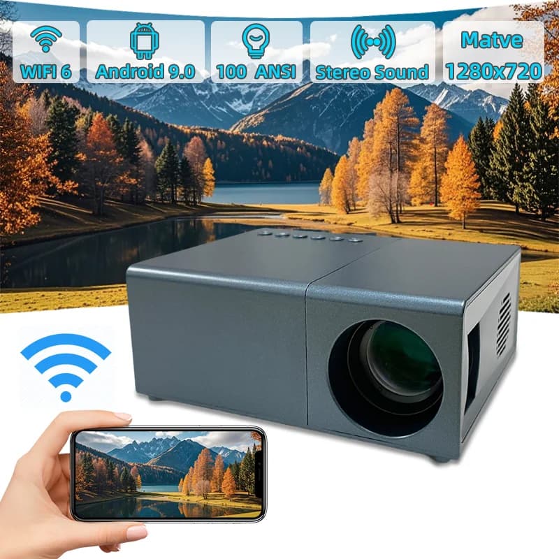 Mini proiettore Besus J9C Mate con WiFi 6, proiettore cinematografico per esterni Supporto Full HD 1080P, grande schermo portatile, vendita di liquidazione.