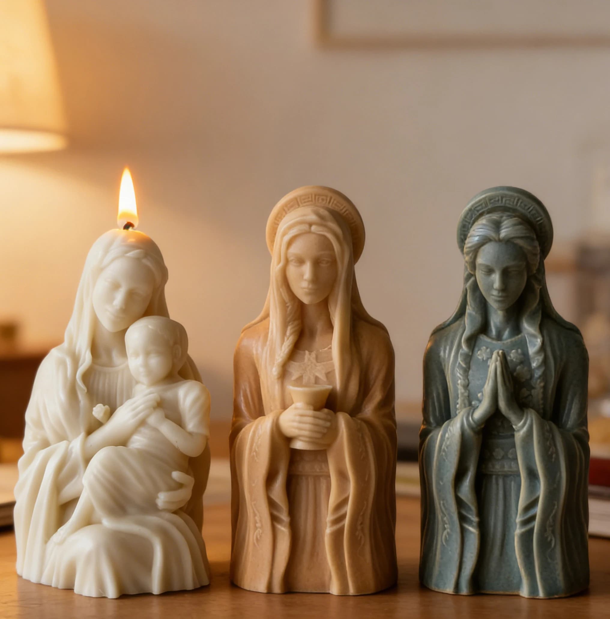 3D Mother Holding Baby Goddess Statue Candle Silicone Mold DIY for Plaster Resin Soap Wax Handmade Craft Home Decor Gift