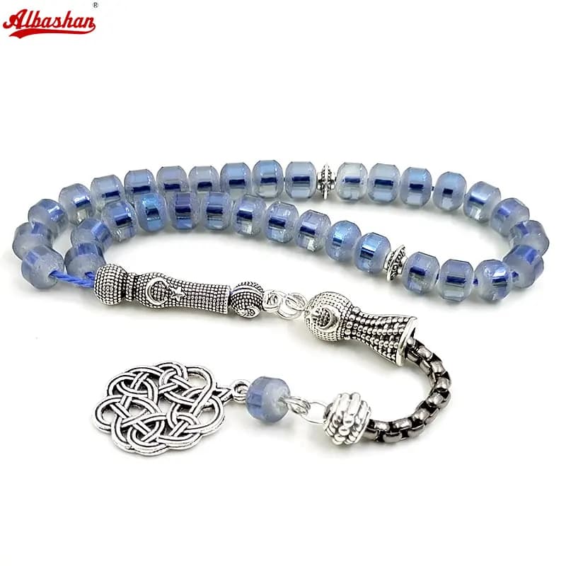 Tasbih Donna Gioielli in cristallo 33 perline di preghiera Bracciale blu Misbaha Accessori islamici regalo eid Rosario arabo Ramadan