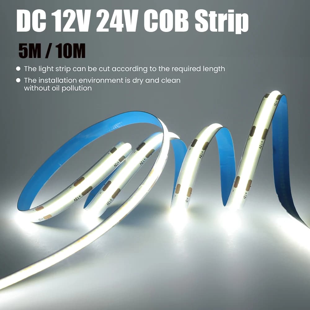 5M 10M/Rotolo Strip COB DC 12V 24V 320Leds/M 4000K 4000K 6000K Hot White Natrual High Density Flexible Tape Horn FOB HAS CONDECT Light