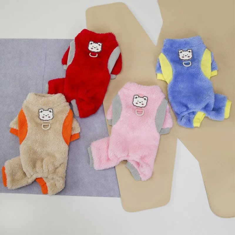 Fleece Dog Clothes Winter Warm Jumpsuit Overalls Suit For Small Medium Dogs Dachshund Shih Tzu Puppy Kitten Pajamas Tracksuit XL