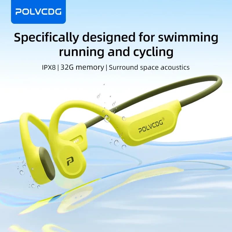 POLVCDG X9 Auricolari a conduzione ossea IPX8 Auricolari da nuoto aperti impermeabili 32G Auricolari appesi per l'orecchio Tennis Corsa Ciclismo