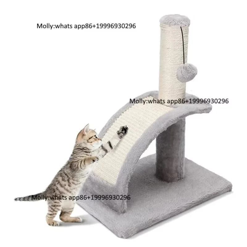 China Factory Gray Plush Climbing Frame Scratching Post Tree Wood Scratcher Multihammock Tree Tower House