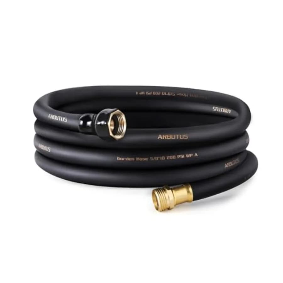 Garden Hose 5/8" x 25ft Brass Rubber Heavy Duty Water Hose 600 PSI Burst Pressure, Durable Flexible Hose for Yard, Car Wash, Pe