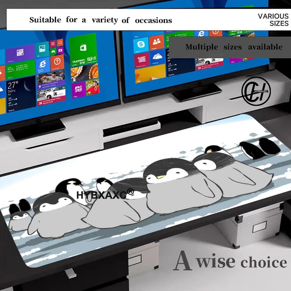Tappetino per mouse HD con stampa HD di pinguino e gatto, per tablet, laptop, desktop XL, tappetino per tastiera da gaming, per giocatori di CS:GO, 90x40 XAXC