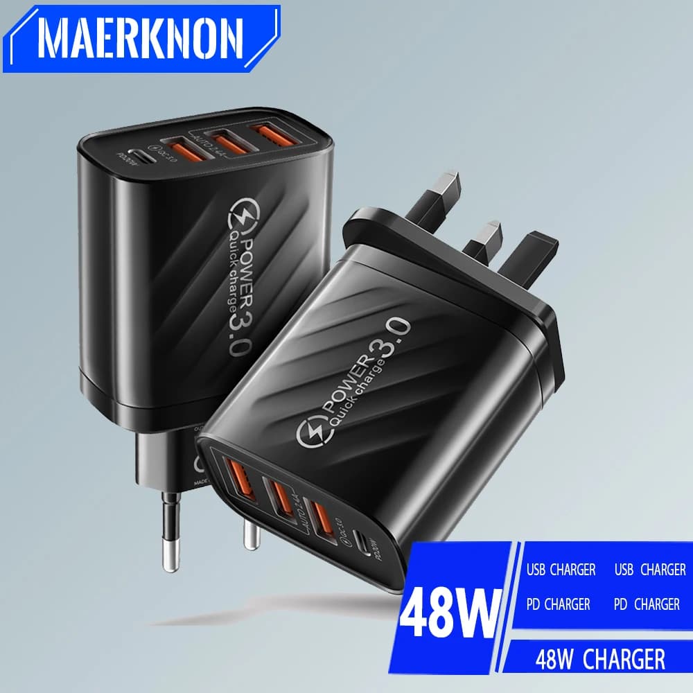Caricatore rapido USB PD da 48 W Adattatore USB C a 3 porte Carica per telefono cellulare per iPhone 15 Xiaomi 13 Samsung Huawei Adattatore Quick Charge3.0