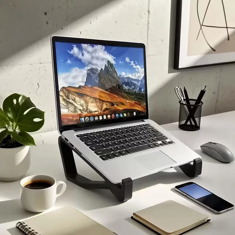 Supporto per laptop ergonomico regolabile con regolazione dell'inclinazione e dell'altezza - portatile per MacBook, PC, design minimalista