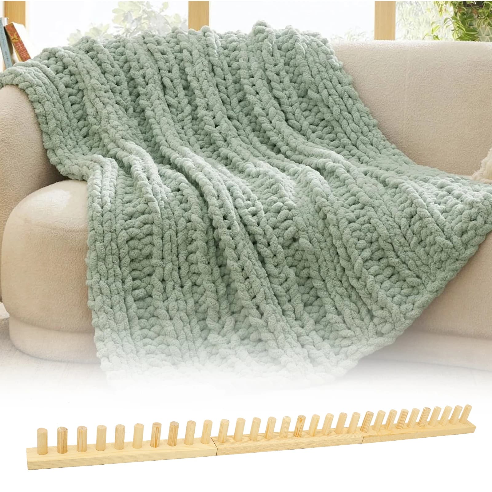 Knitting Carpet Frame 46inch Chunky Yarn Blanket Loom Adjustable Length Knitting Blanket Machine DIY Handicrafts Weaving Tool