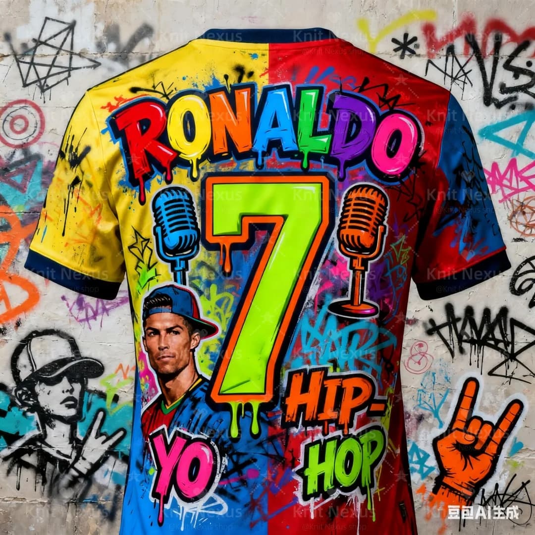 RONALDO graffiti Football Jersey Print 3d Summer Sports Leisure Fast drying T-shirt Men's Clothing Children's Tee Y2k Woman