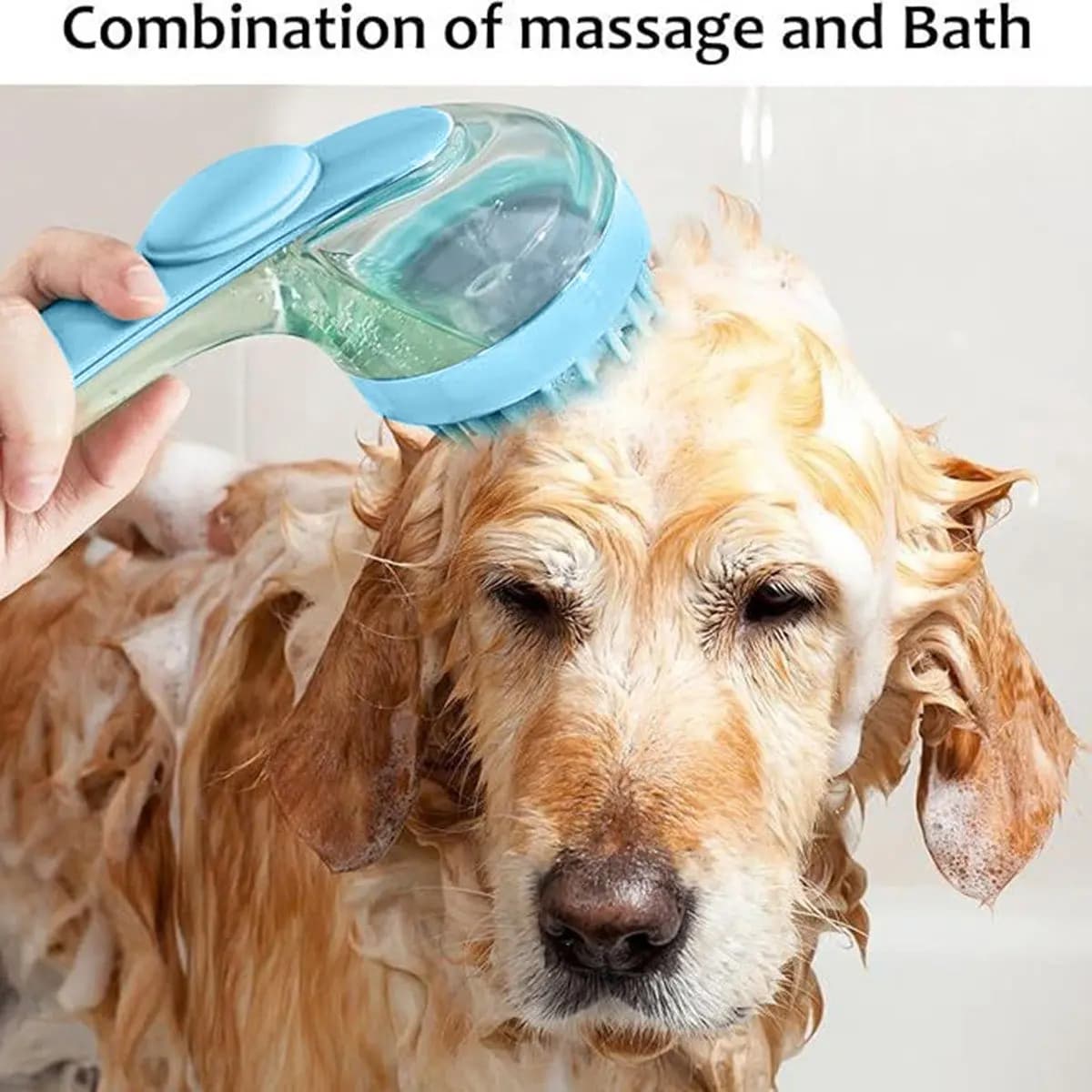 AT16 Pet Bath Brush, Brush Bubble Machine, New 2 in 1 Dog Bath Brush with Built-in Shampoo Dispenser for Dog Grooming Green