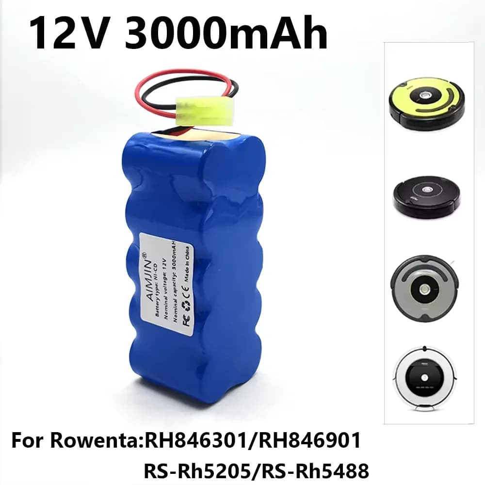 For Rowenta, Robot Vacuum Cleaner, 12V, RH5488, RH846301, RH846901, RS-Rh5205,12V SC Ni-Cd 3000mAh Rechargeable Battery