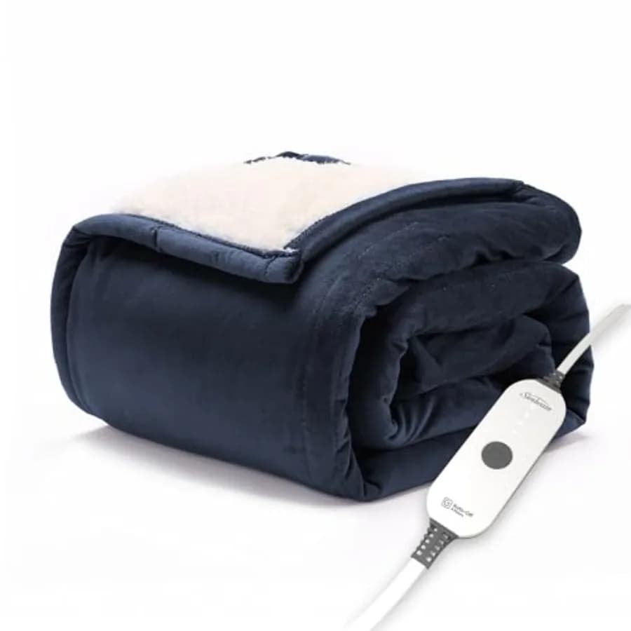 Coperta Termica Personale Royal Mink Sherpa Admiral Blue, Calda e Confortevole con Impostazioni di Calore Regolabili