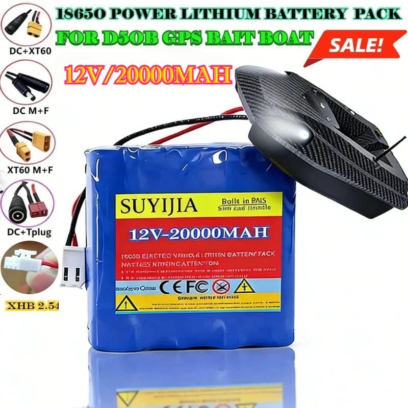 Batteria al Litio 12V 20000mAh D50B per Barca Esca GPS, Adatta per Citofono Ascensore, Videocitofono, Luce di Emergenza