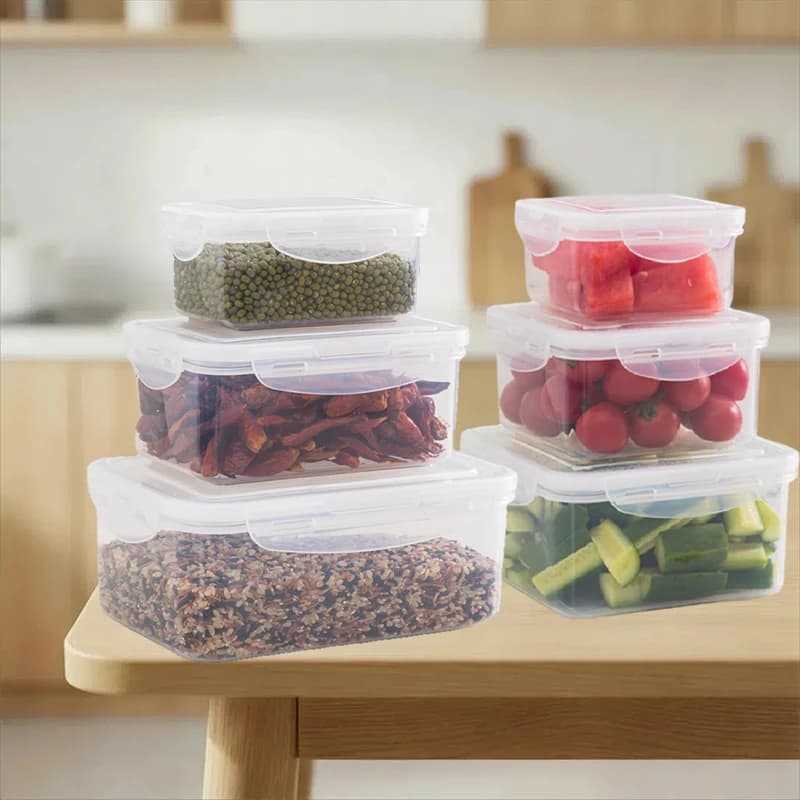 Set di 3 contenitori di stoccaggio ermetici con coperchi con chiusura, contenitore per alimenti a prova di perdite per la preparazione e i avanzi dei pasti del pranzo, plastica senza BPA