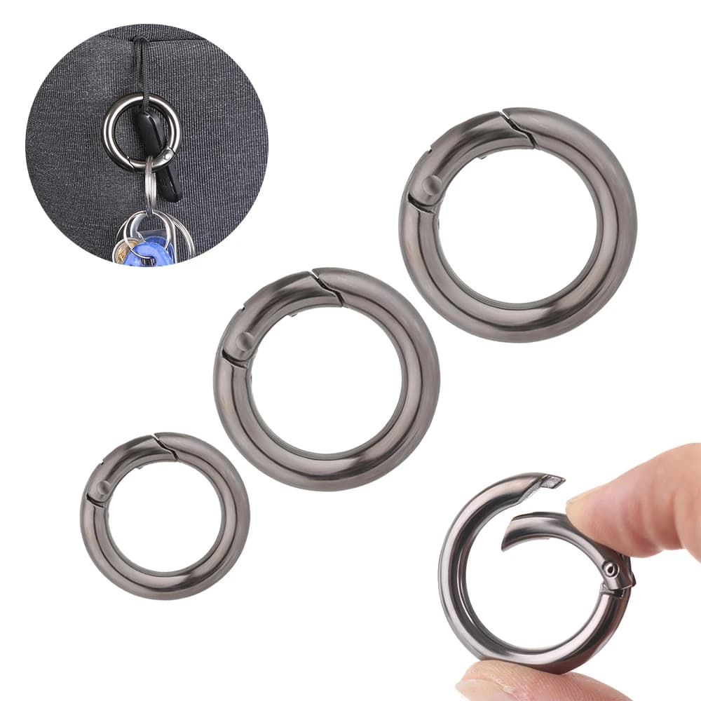 5pcs 25/33/35mm Plated Gate Round Push Trigger Carabiner Purses Handbags Snap Clasp Clip Bag Belt Buckle Spring O-Ring Buckles
