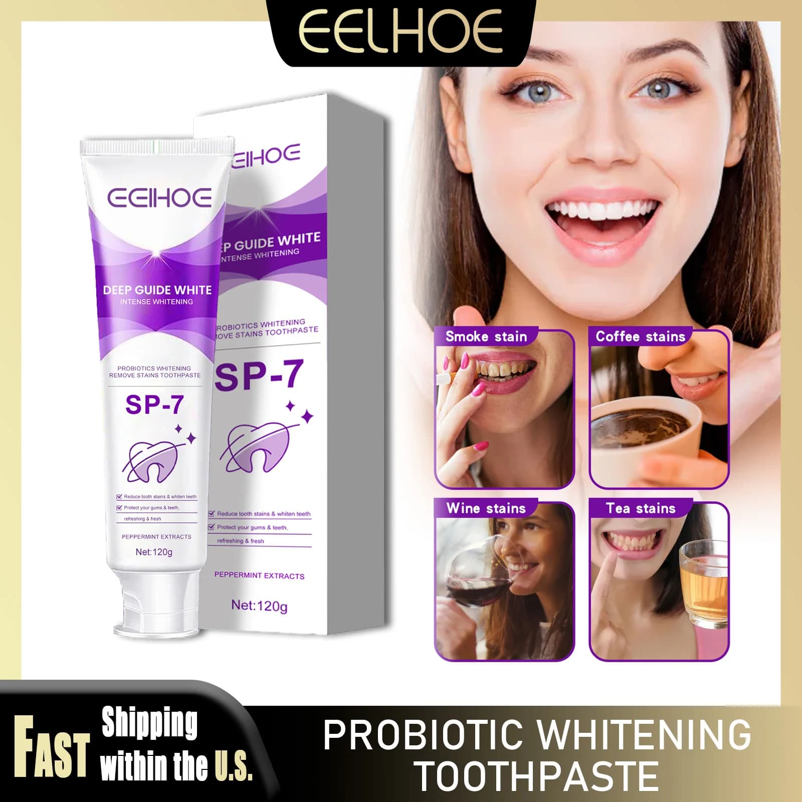 EELHOE Probiotic toothpaste Remove teeth stains Tartar whitening Relieve the sore allergy Refresh the smell Alito Oral hygiene Care