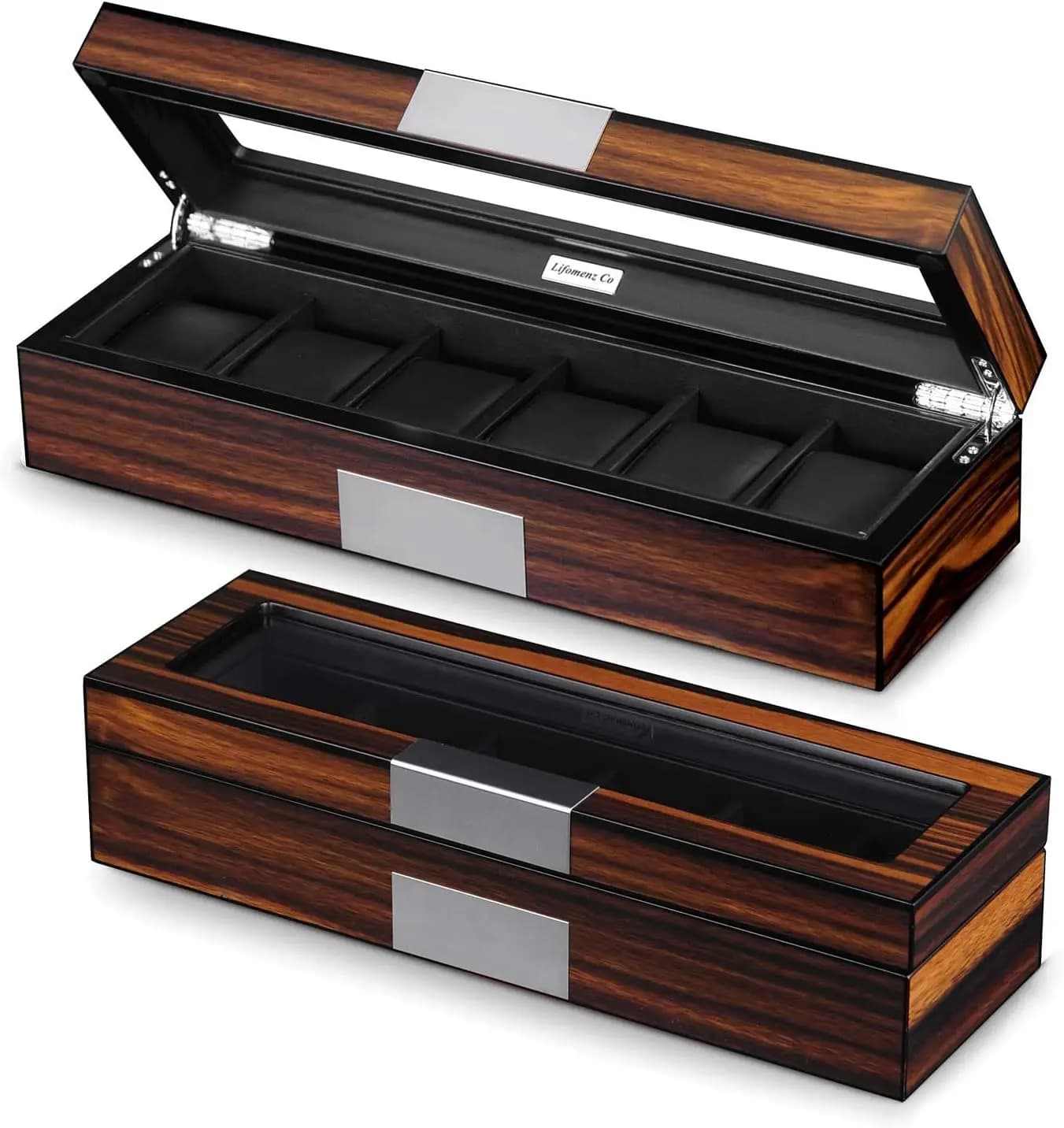 Large Wooden Watch Box - Contains 6 Watches, Resistant Storage Solution