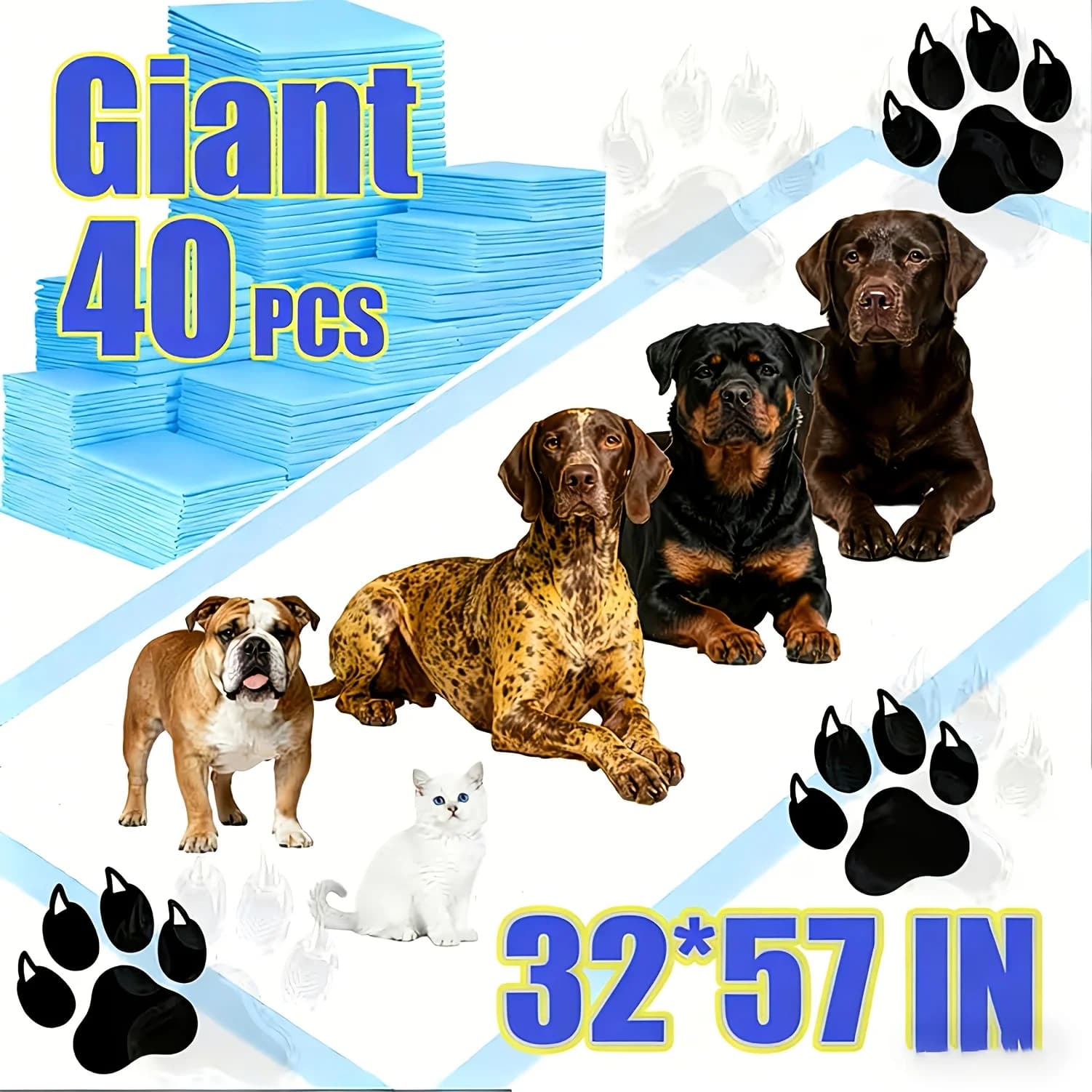 Tappetino assorbente per animali domestici 32*56 pollici, strato spesso migliorato, super assorbente, tappetino per cani extra large anti-perdita e anti-odore, adatto per cani e gatti, tappetino di ricambio usa e getta, tappetino assorbente anti-perdita ad asciugatura rapida, tappetino igienico per animali domestici