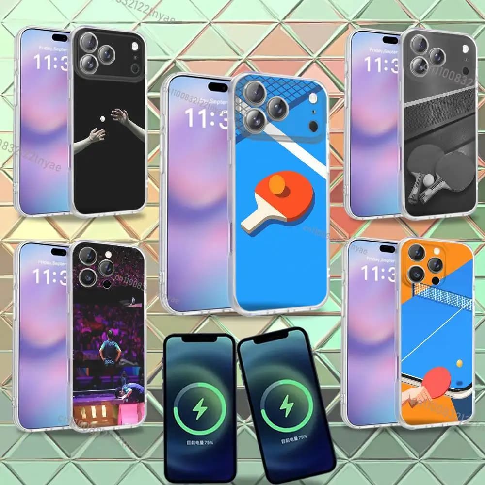 Ping Pong rack for iPhone 17, 12, 11, 14, 13, 15, 16, Plus, Air, Pro, Max, E, Mini - Wheeled Magnetic Case for Phone with MagSafe