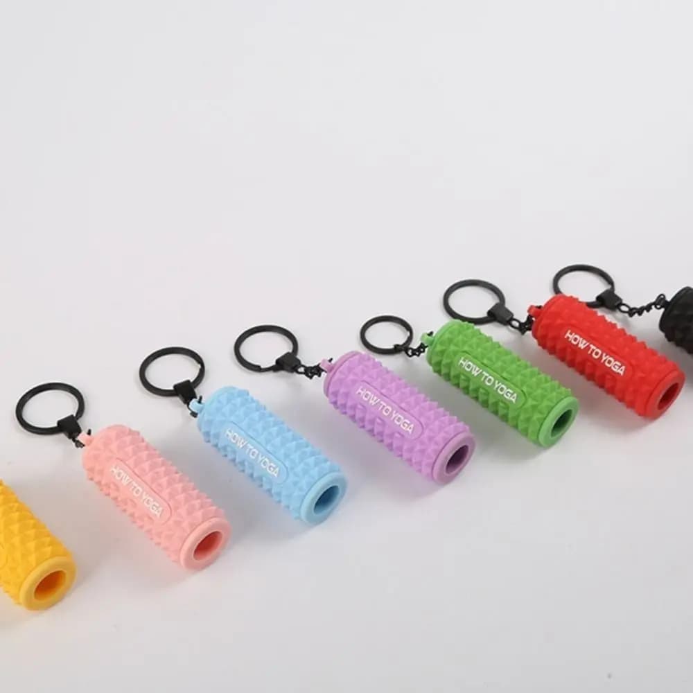 Mini Rullo in Schiuma per Massaggio Dita a Forma di Portachiavi, Rullo in Silicone per Rilassamento Muscolare, Portachiavi Anti-Smarrimento
