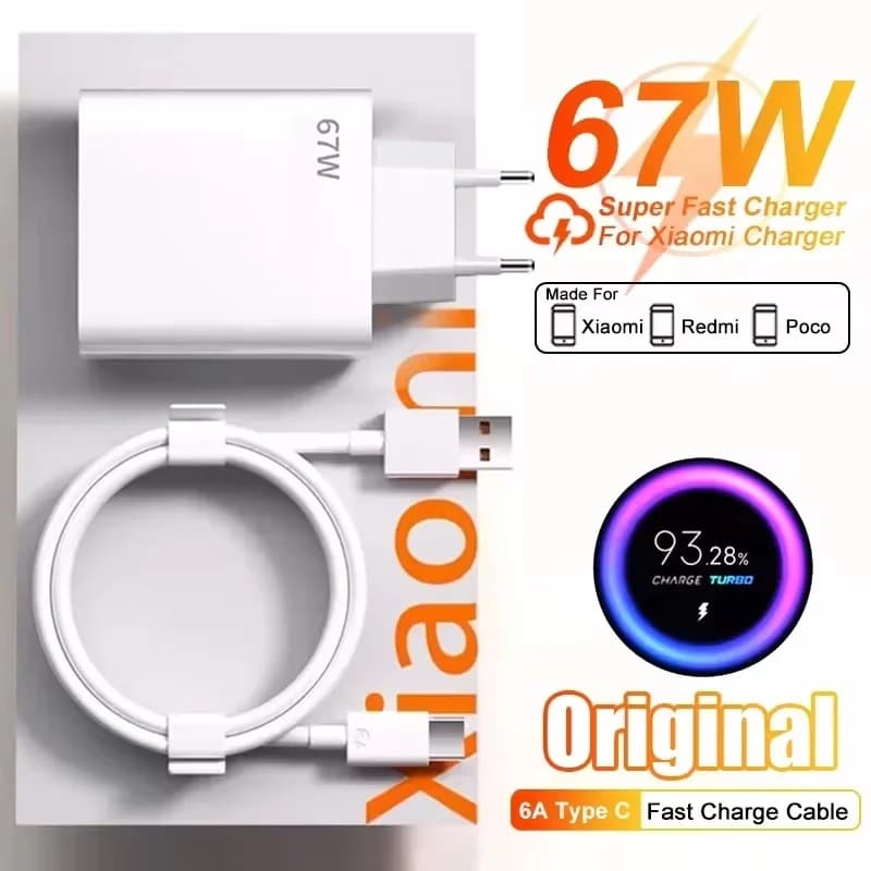 67W GaN USB Caricatore rapido Ricarica rapida 3.0 Tipo C Cavo adattatore per Xiaomi 14 13 12 Ultra Redmi Note Turbo Caricabatterie per telefoni cellulari