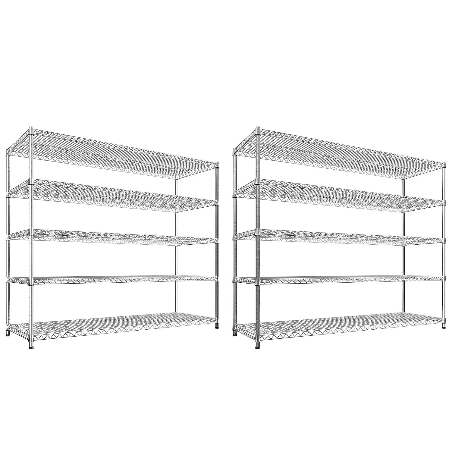 55.5"W 5 Tier Heavy Duty Metal Wire Shelving 3200LBS Adjustable Garage Storage Unit 18"D x 71"H Chrome 2P, Customized