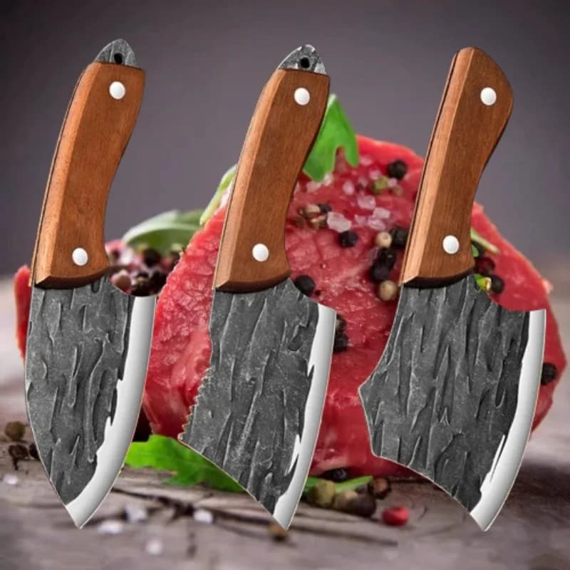 Coltello da Cucina Forgiato WXCOOF, Mini Affettatrice per Carne e Pesce, Coltello da Macellaio in Acciaio Inox per Ossa e Frutta