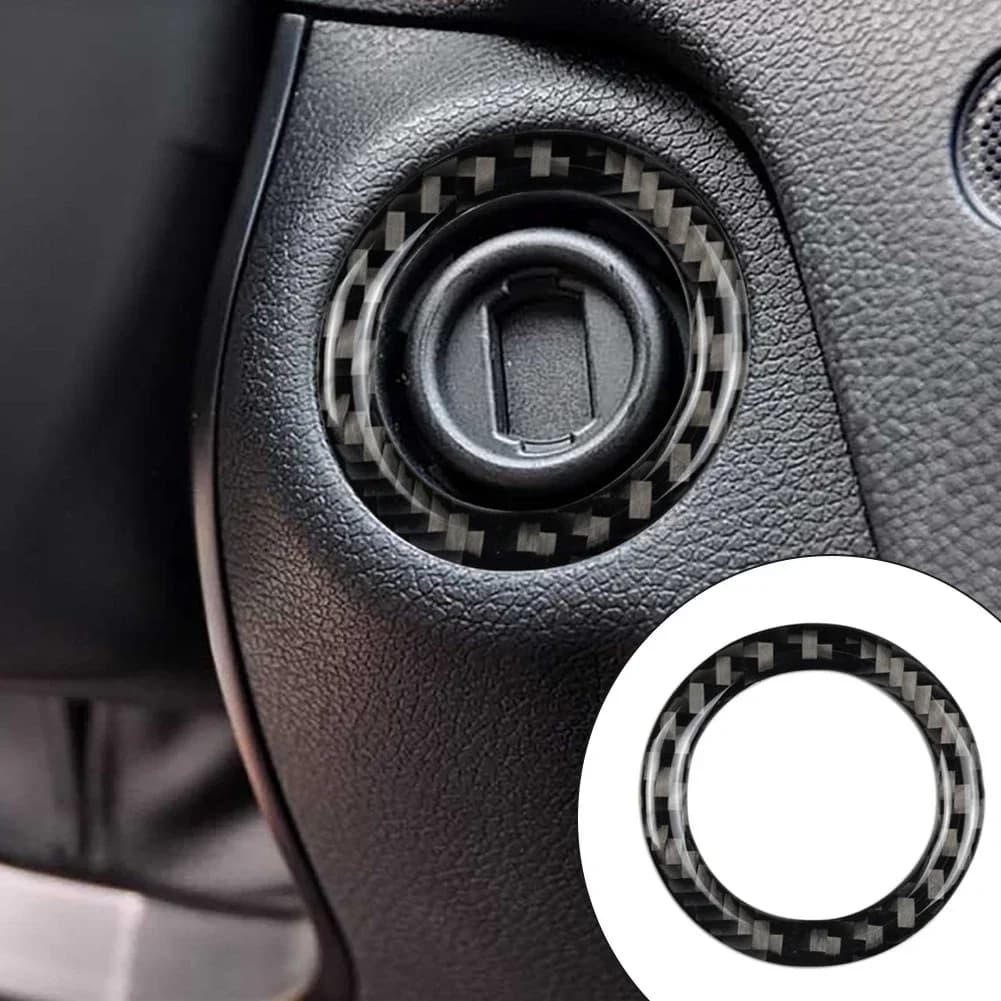 Adesivi decorativi in fibra di carbonio per anello del foro chiave di accensione auto Mercedes Benz Classe A B C E W203 W204 W212 GLA CLA GLC SLK